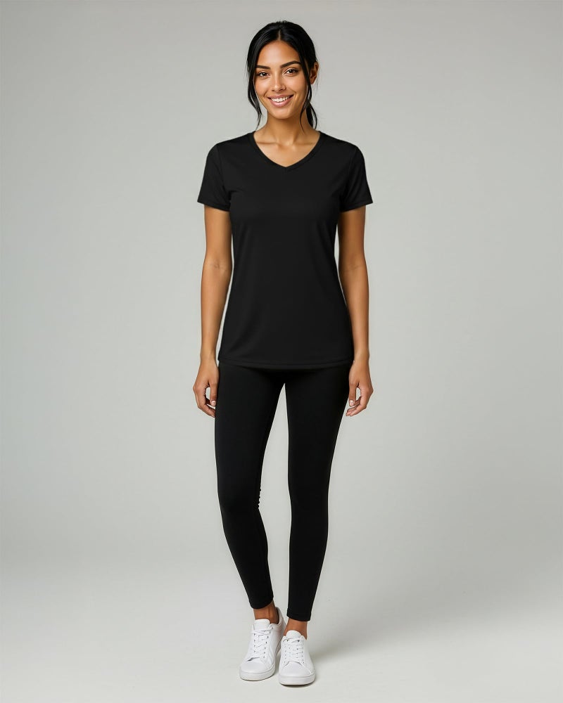 REALESSENTIALS Real Essentials 5 Pack: Women's Dry Fit Short Sleeve V Neck Workout Top - Fitness Pilates Gym Athletic Yoga T-Shirt (Plus Available), Set 5, M - Image 4